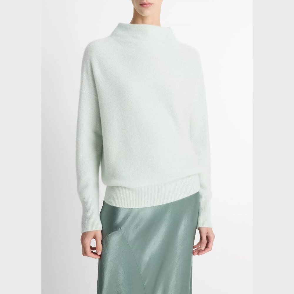 Vince Plush Cashmere Funnel Neck Sweater in Aloe NWT